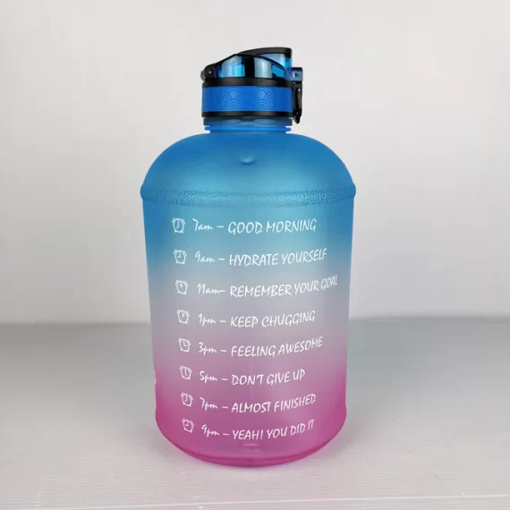 1 Gallon Large Water Bottle with Straw Motivational and Time Marker