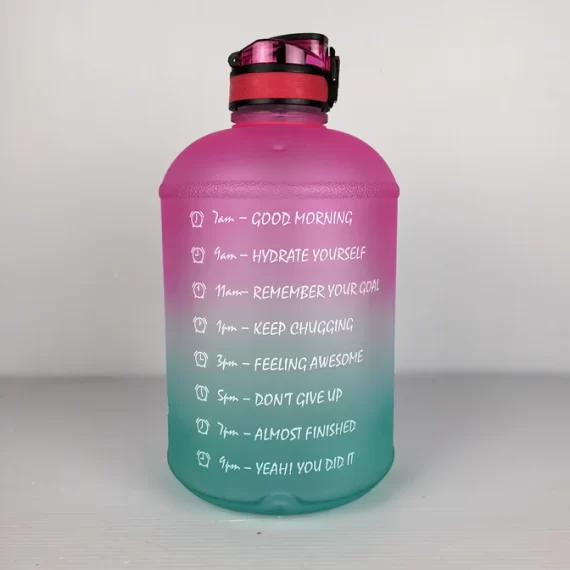 1 Gallon Large Water Bottle with Straw Motivational and Time Marker